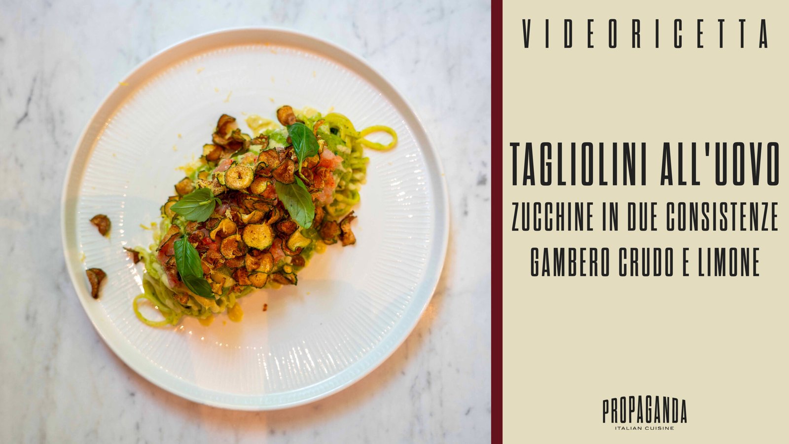 Tagliolini all'Uovo con zucchine e gambero crudo